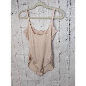 Spanx Assets Luxe Lean Open Bust Slimming Bodysuit XL Extra Large Tan‎ Nude